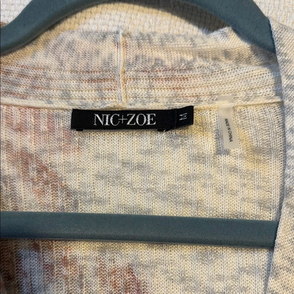 Nic + Zoe Floral Knit Duster Cardigan Size M - Picture 7 of 10